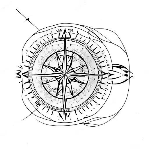 Line Work Nature Themed Compass