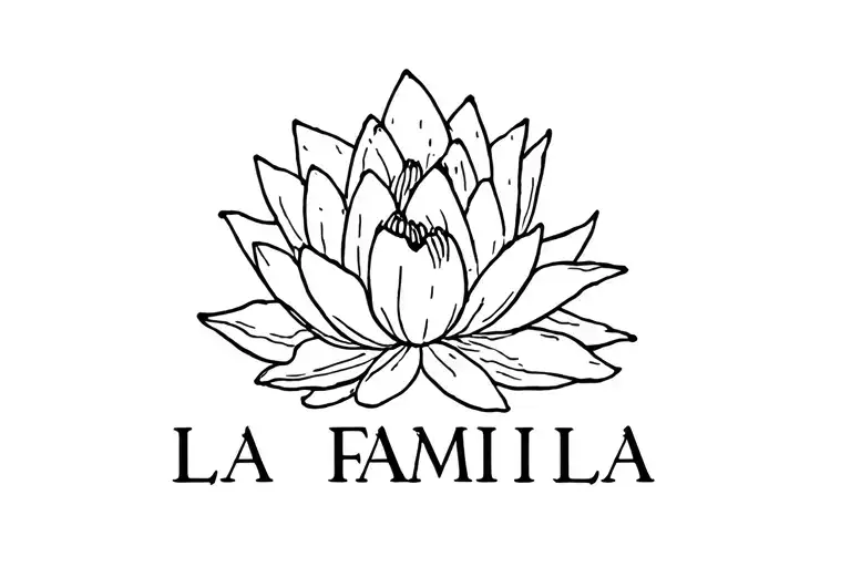 La Familia' Lettering With Water Lily Behind The Same Size