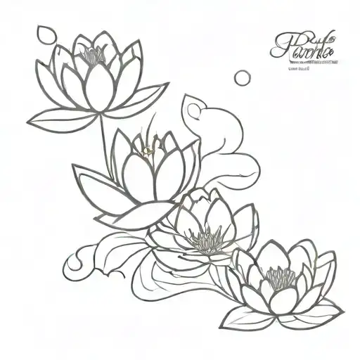 Fine Line Tattoo With Water Lily And Rose Intertwined With Stems Simple