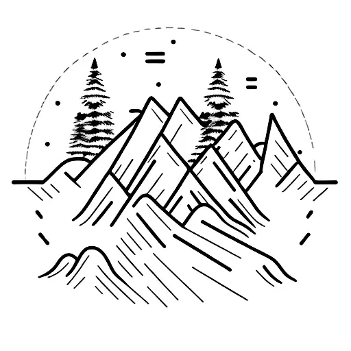 Mountain Range With A Ski As The Bottom Meeting The Horizon