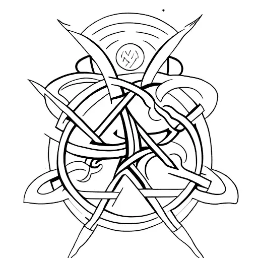 A Minimalist Tattoo Of A Meat-themed Deathly Hallows Symbol