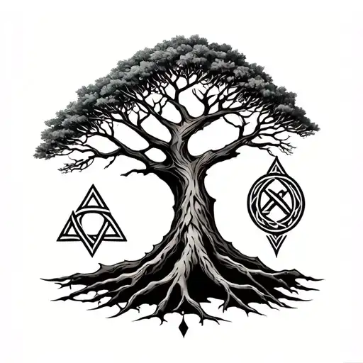 Yggdrasil Tree With Valknut Symbol