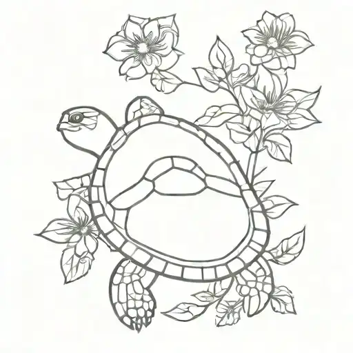 Turtle With Flowers