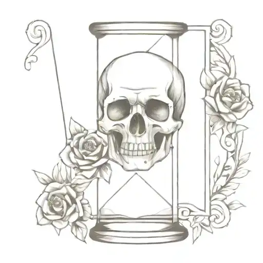 Memento Mori Hour Glass With Skull