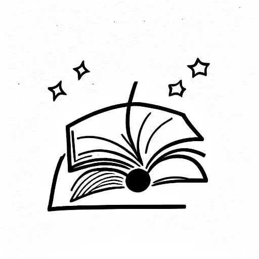 Open Book With Stars Coming Out Of The Page Into The Airs