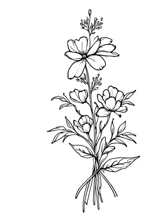 September Birth Flower Bouquet Tied