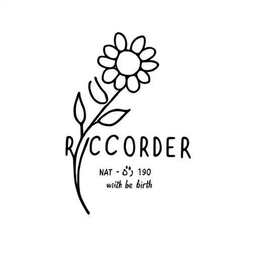 Flower Racorder Has A Sun With Date Of Birth And Dog Paw