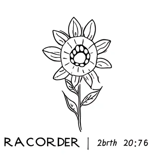Flower Racorder Has A Sun With Date Of Birth And Dog Paw