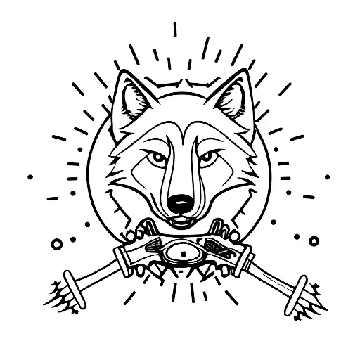 A Wolf Playing A Guitar On A Skateboard