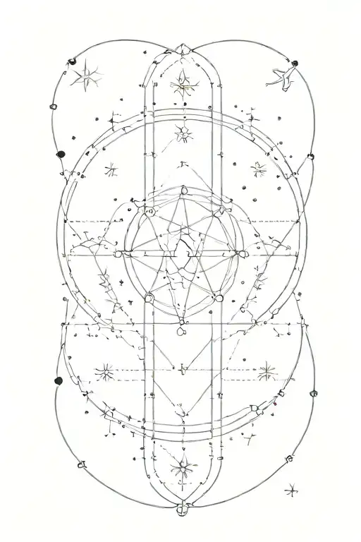 A Delicate Dot Work Design With Gemini And Taurus Constellations