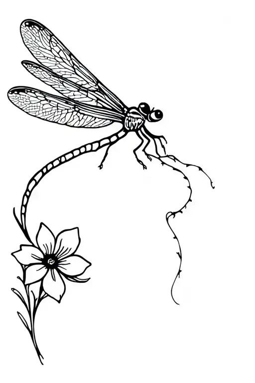 Dragonfly With Flower Wings