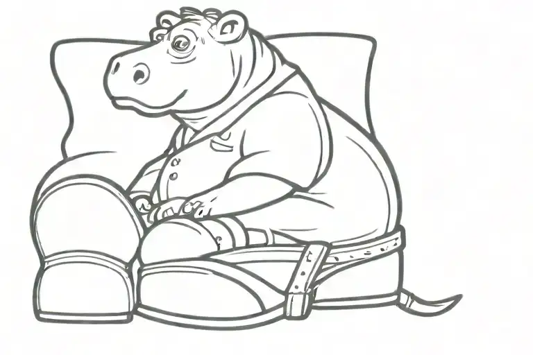 Hippo Sitting In Cowboy Boot