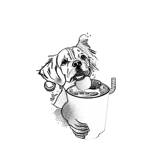 A Dog With A Cup