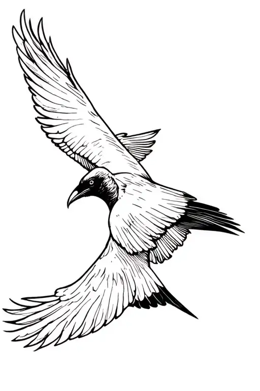 Two Headed Crow Flying