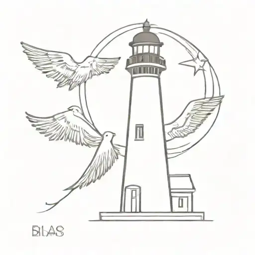 Lighthouse With Angel Wings Spread