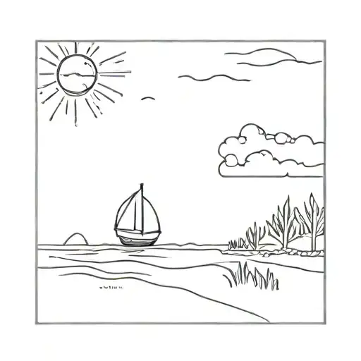 Sunset On Beach Scene