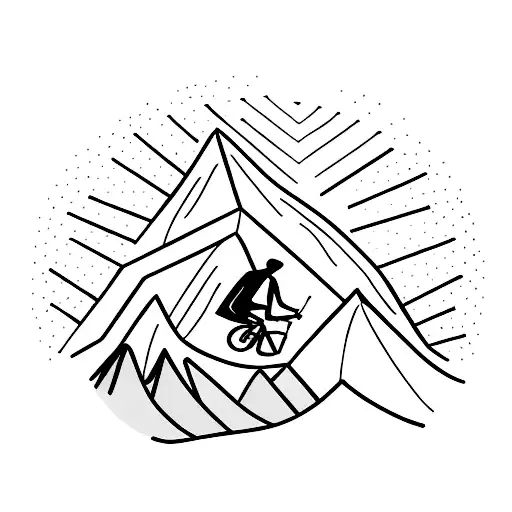 A Silhouette Of A Mountain Biker Conquering A Steep Downhill Descent