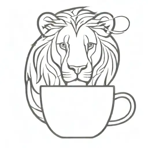A Minimalist Coffee Cup With A Lion Silhouette In The Steam