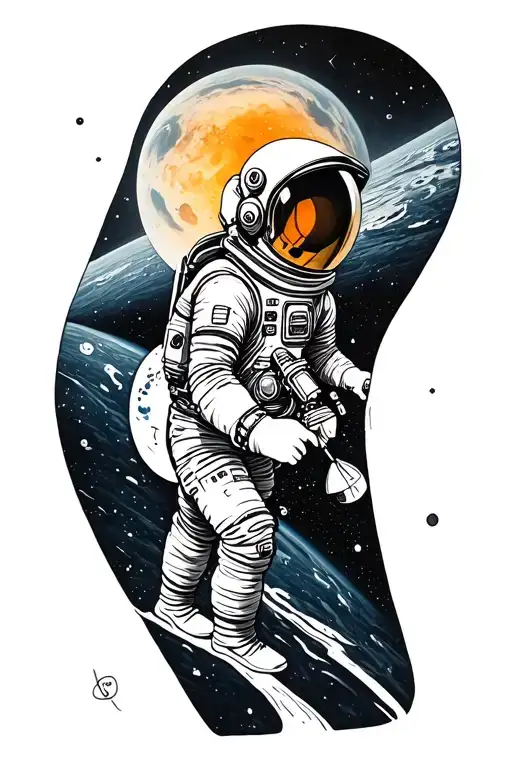 Astronaut In Space Surrounded