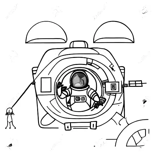 A Minimalist Depiction Of An Astronaut Practicing Physical Fitness In Zero Gravity