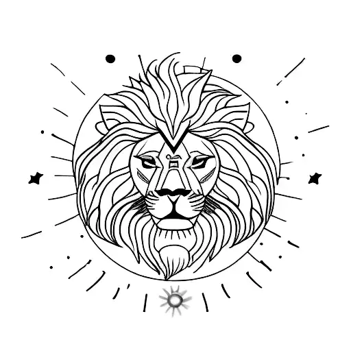 A Lion Holding A Sun In Its Mouth With A Galaxy Background
