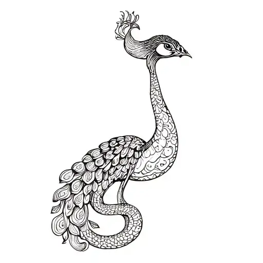Peacock Holding A Snake