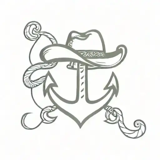 An Anchor With A Cowboy Hat On Top And The Letters Mmp Included Somehow In The Design
