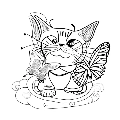 Cat With A Butterfly On His Nose