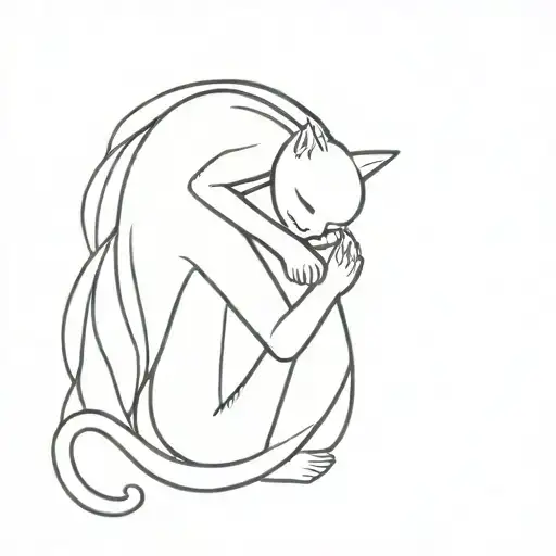 Black Cat Hugging Girl Standing