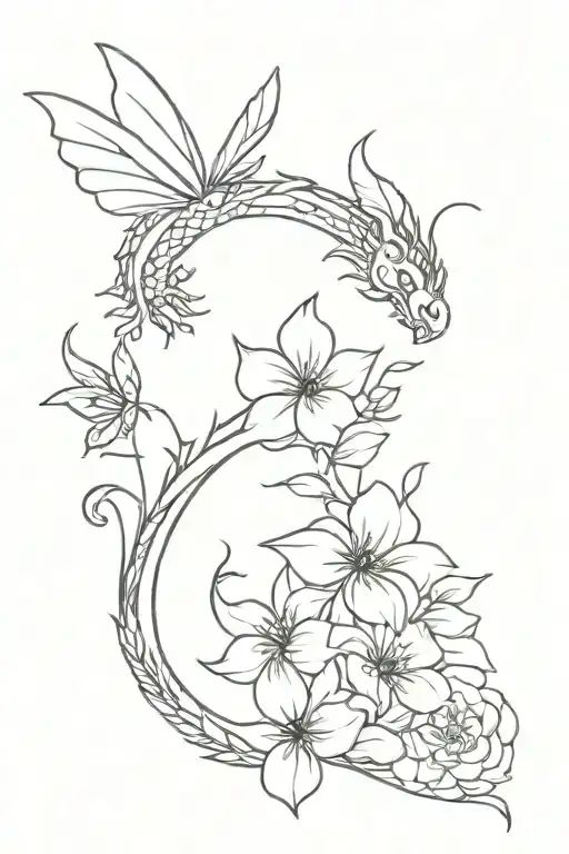 Flowers Butterflys Dragon