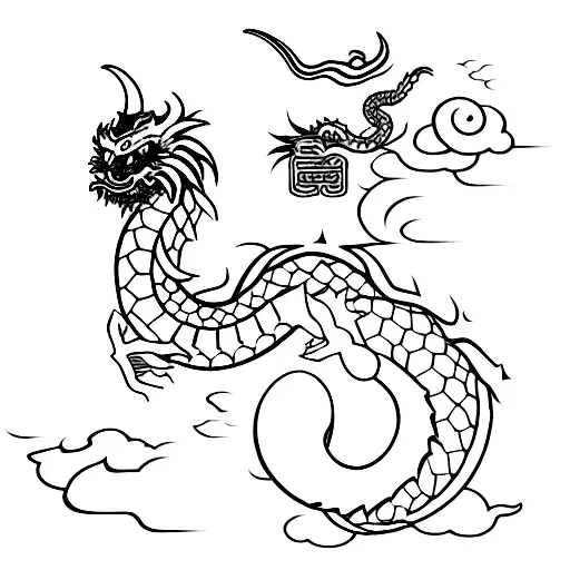 Japanese Dragon Logo With Horns