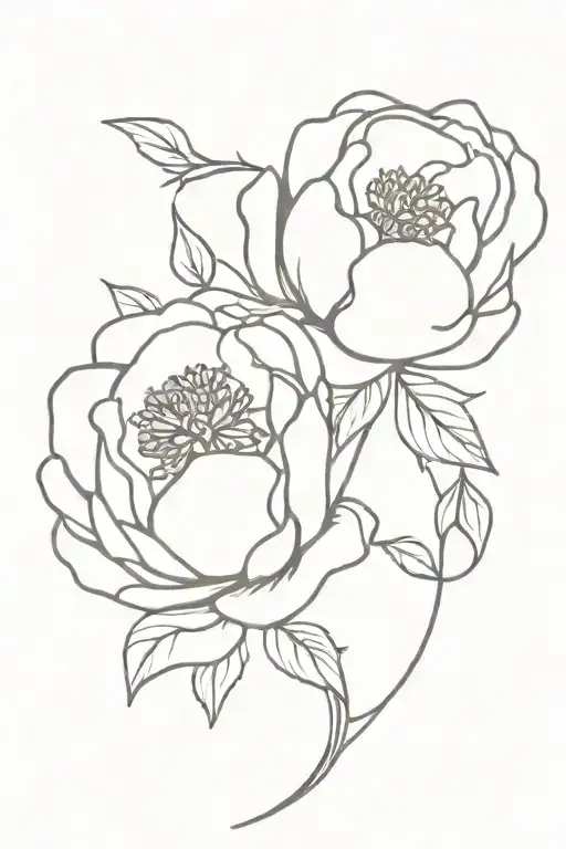 Rose And Peony Flower Intertwined