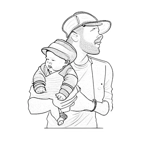 A Man Holding A Baby In A Yellow Hat