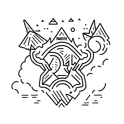 A Minimalist Tattoo Of A Scout Sitting Under A Pink Sunset Sky