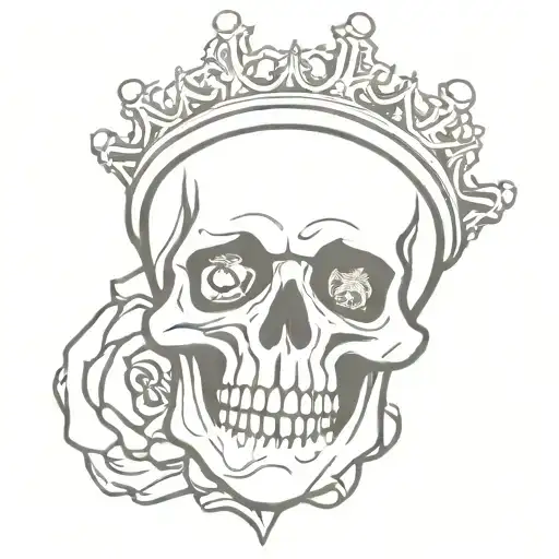 Anchor Behing Skull Wearing A Crown