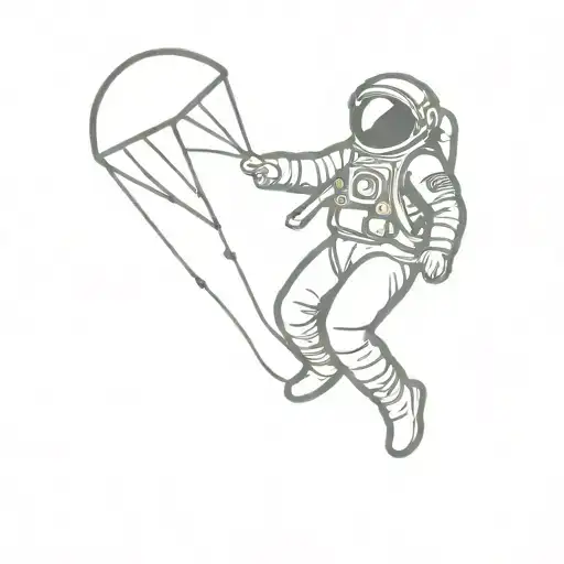Astronaut With Parachute Hanging