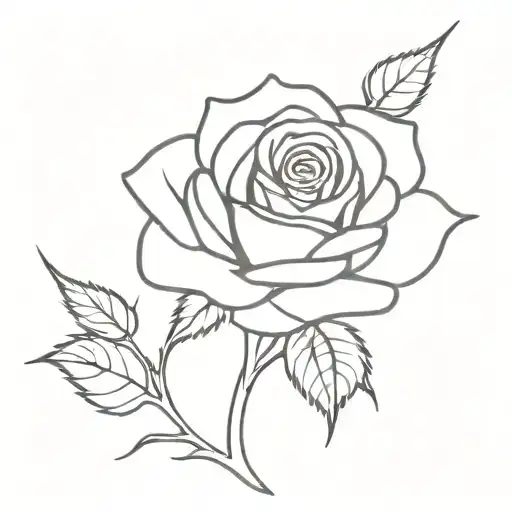 Simple One Line Rose With Thorns