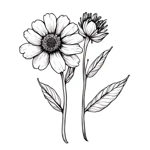 April And August Birth Flowers Fineline Two Flowers No Color