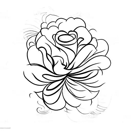 A Minimalist Tattoo Of A Blooming Flower With Waves In The Background