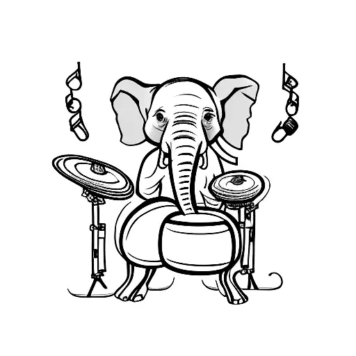 A Creative Elephant Playing The Drums On A Vintage Car