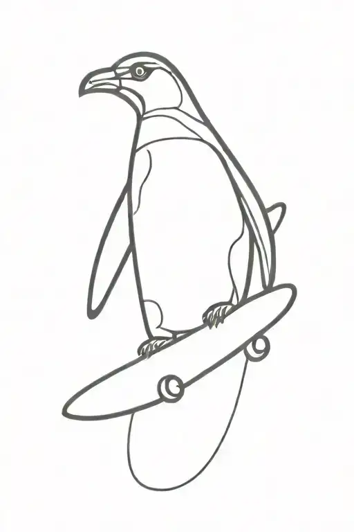 Penguin Holding A Skateboard Deck