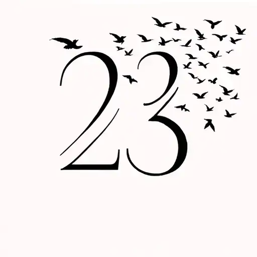 Number 23 With Little Birds Flying Away