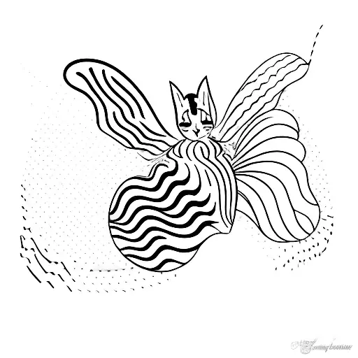 A Cat Transforming Into A Colorful Butterfly