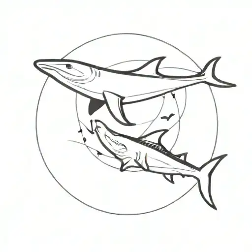 Manta And Whale Shark Circle Tattoo Design