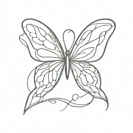Cancer Ribbon With Butterfly Wings