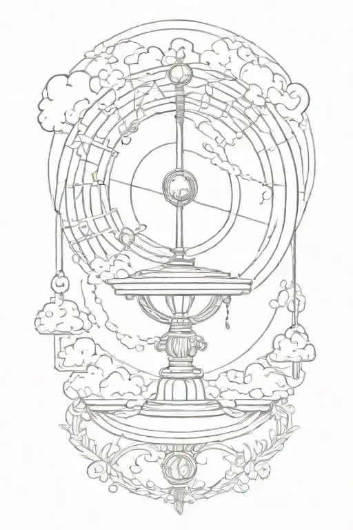 Armillary Sphere With Clouds Floating