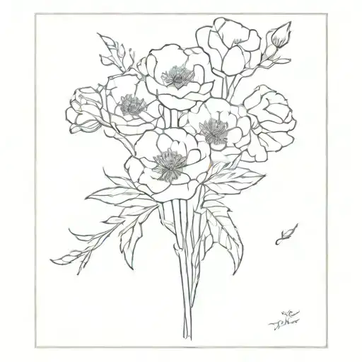 Fine Line Full Flower Bouquet With Sweet Pea Flower And Poppy Flower And Peony Flower