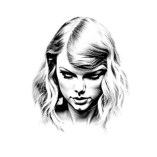 A Portrait Of Taylor Swift With Lyrics From The Song 'August' Incorporated Into The Background