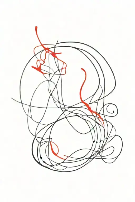 Fine Line Black And Little Bit Of Red Arm Or Back