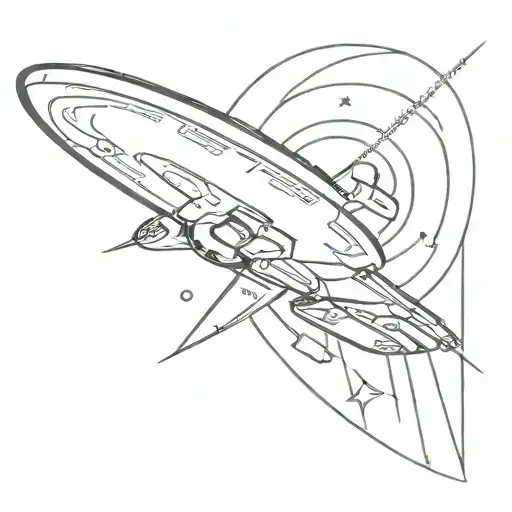 Star Trek Badge With The Enterprise Ncc 1701 D Flying Around It